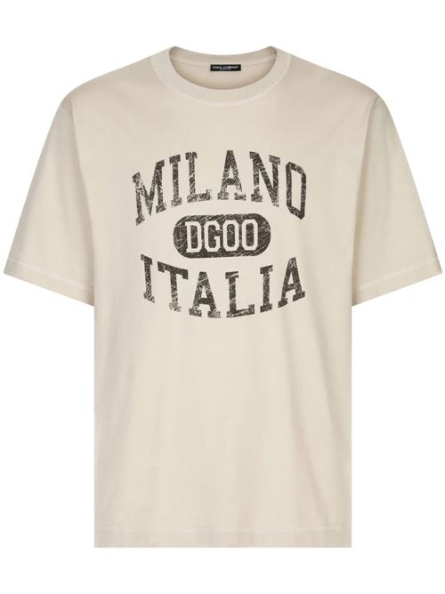 Beige cotton logo t-shirt Dolce & Gabbana | G8PN9TG7NPVM0299